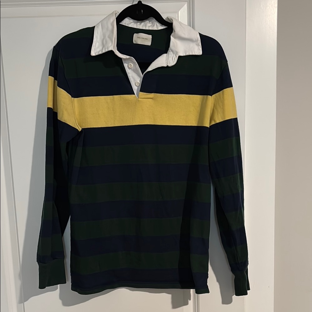 Aime Leon Dore Green and Yellow Long Sleeve Rugby Tee